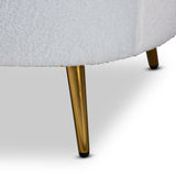 Urian Modern and Contemporary White Boucle Upholstered and Gold Finished Metal Accent Chair