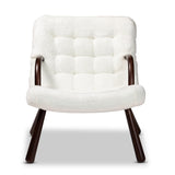 Baxton Studio Eisa Modern and Contemporary White Sherpa Upholstered and Walnut Brown Finished Wood Accent Chair