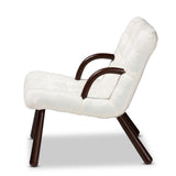 Baxton Studio Eisa Modern and Contemporary White Sherpa Upholstered and Walnut Brown Finished Wood Accent Chair