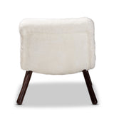 Baxton Studio Eisa Modern and Contemporary White Sherpa Upholstered and Walnut Brown Finished Wood Accent Chair