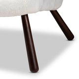 Baxton Studio Eisa Modern and Contemporary White Sherpa Upholstered and Walnut Brown Finished Wood Accent Chair