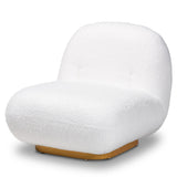 Paiva Modern and Contemporary White Boucle Upholstered and Brushed Gold Finished Accent Chair