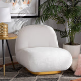 Baxton Studio Paiva Modern and Contemporary White Boucle Upholstered and Brushed Gold Finished Accent Chair