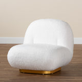 Baxton Studio Paiva Modern and Contemporary White Boucle Upholstered and Brushed Gold Finished Accent Chair