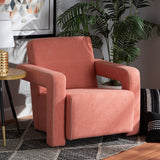 Baxton Studio Madian Modern and Contemporary Light Red Fabric Upholstered Armchair