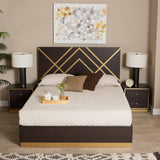 Arcelia Contemporary Glam and Luxe Two-Tone Dark Brown and Gold Finished Wood Queen Size 3-Piece Bedroom Set