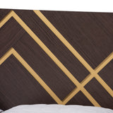 Arcelia Contemporary Glam and Luxe Two-Tone Dark Brown and Gold Finished Wood Queen Size 5-Piece Bedroom Set