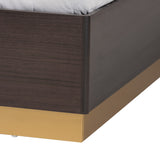 Arcelia Contemporary Glam and Luxe Two-Tone Dark Brown and Gold Finished Wood Queen Size 5-Piece Bedroom Set