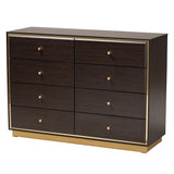 Arcelia Contemporary Glam and Luxe Two-Tone Dark Brown and Gold Finished Wood Queen Size 5-Piece Bedroom Set