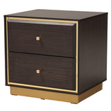 Arcelia Contemporary Glam and Luxe Two-Tone Dark Brown and Gold Finished Wood Queen Size 4-Piece Bedroom Set with Chest