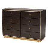 Arcelia Contemporary Glam and Luxe Two-Tone Dark Brown and Gold Finished Wood Queen Size 4-Piece Bedroom Set