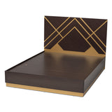 Baxton Studio Arcelia Contemporary Glam and Luxe Two-Tone Dark Brown and Gold Finished Wood Queen Size Platform Bed