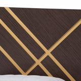 Baxton Studio Arcelia Contemporary Glam and Luxe Two-Tone Dark Brown and Gold Finished Wood Queen Size Platform Bed