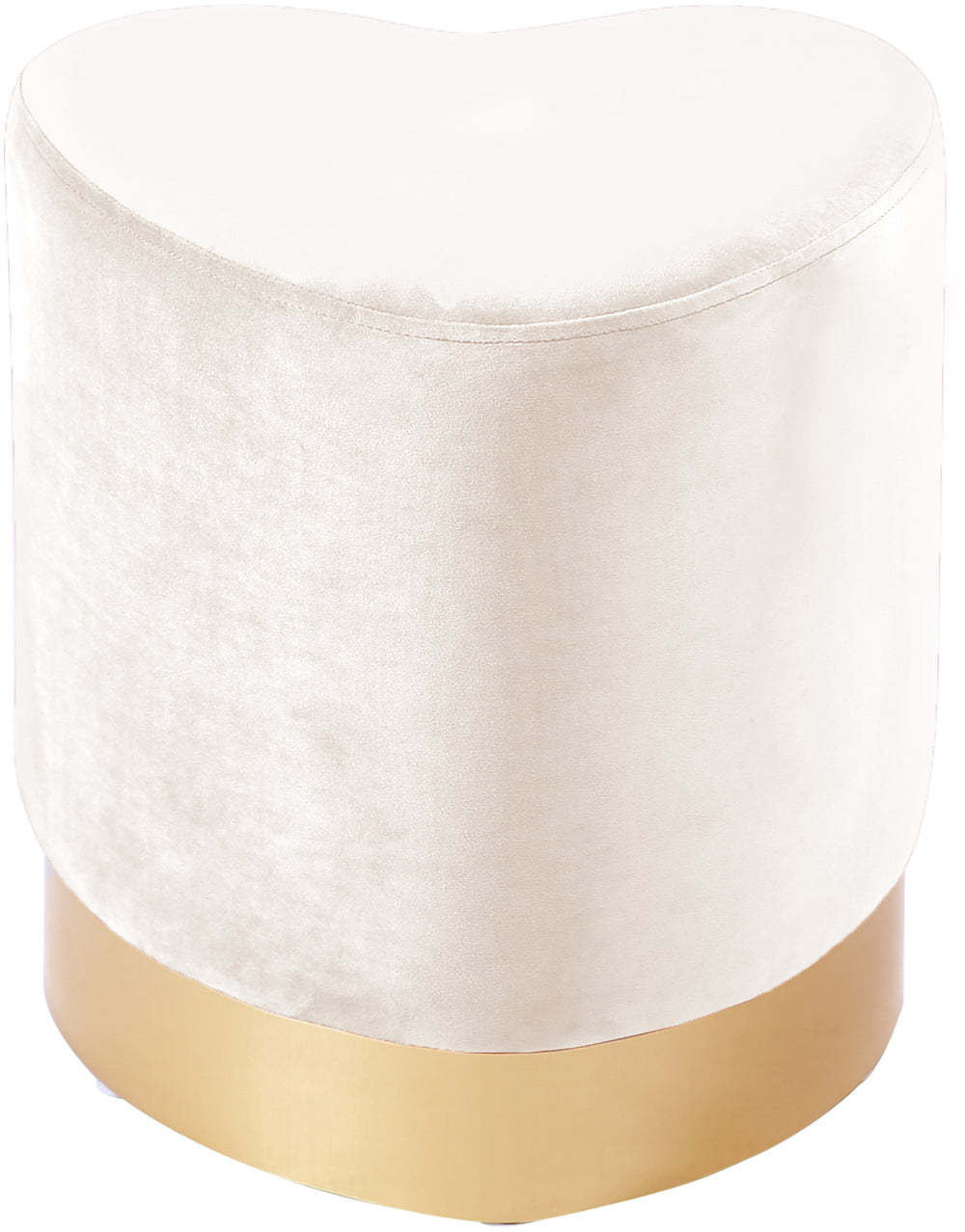 Heart Velvet / Engineered Wood / Stainless Steel / Foam Contemporary Cream Velvet Ottoman/Stool - 15" W x 15" D x 16.5" H