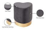 Heart Velvet / Engineered Wood / Stainless Steel / Foam Contemporary Grey Velvet Ottoman/Stool - 15" W x 15" D x 16.5" H