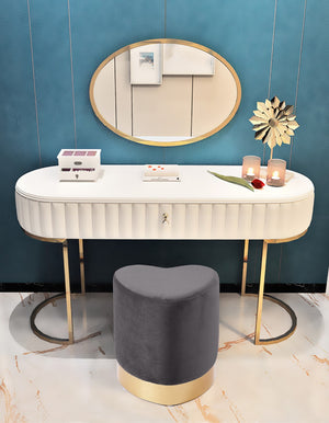 Heart Velvet / Engineered Wood / Stainless Steel / Foam Contemporary Grey Velvet Ottoman/Stool - 15" W x 15" D x 16.5" H