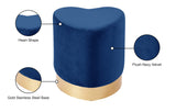 Heart Velvet / Engineered Wood / Stainless Steel / Foam Contemporary Navy Velvet Ottoman/Stool - 15" W x 15" D x 16.5" H