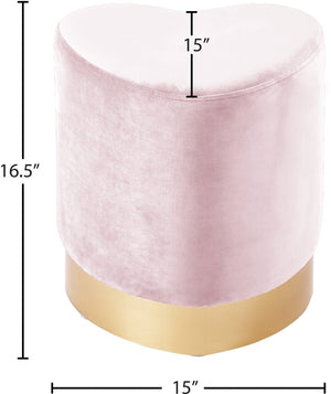 Heart Velvet / Engineered Wood / Stainless Steel / Foam Contemporary Pink Velvet Ottoman/Stool - 15" W x 15" D x 16.5" H