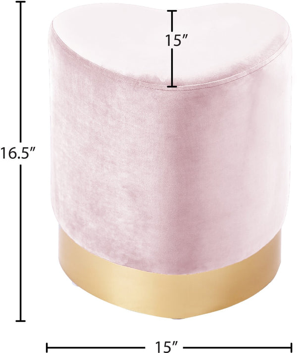 Heart Velvet / Engineered Wood / Stainless Steel / Foam Contemporary Pink Velvet Ottoman/Stool - 15" W x 15" D x 16.5" H