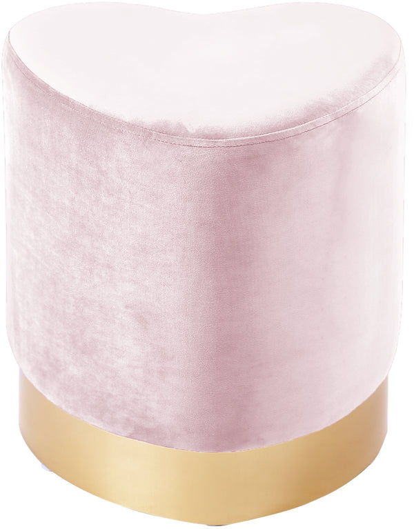 Heart Velvet / Engineered Wood / Stainless Steel / Foam Contemporary Pink Velvet Ottoman/Stool - 15" W x 15" D x 16.5" H