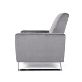 Brightwood Modern Fabric Push Back High Leg Recliner with Stainless Steel Legs, Gray and Silver Noble House