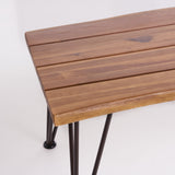 Zion Outdoor Industrial Rustic Finshed Iron and Teak Finished Acacia Wood Coffee Table Noble House