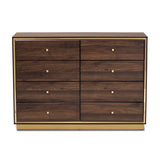 Baxton Studio Cormac Modern and Contemporary Walnut Brown Finished Wood and Gold Metal 8-Drawer Dresser