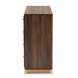 Baxton Studio Cormac Modern and Contemporary Walnut Brown Finished Wood and Gold Metal 8-Drawer Dresser