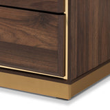 Baxton Studio Cormac Modern and Contemporary Walnut Brown Finished Wood and Gold Metal 8-Drawer Dresser