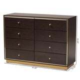 Baxton Studio Cormac Modern and Contemporary Espresso Brown Finished Wood and Gold Metal 8-Drawer Dresser