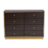 Baxton Studio Cormac Modern and Contemporary Espresso Brown Finished Wood and Gold Metal 8-Drawer Dresser