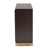 Baxton Studio Cormac Modern and Contemporary Espresso Brown Finished Wood and Gold Metal 8-Drawer Dresser