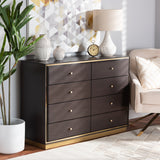 Baxton Studio Cormac Modern and Contemporary Espresso Brown Finished Wood and Gold Metal 8-Drawer Dresser