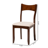 Baxton Studio Adreana Mid-Century Modern Cream Fabric and Dark Brown Finished Wood 2-Piece Dining Chair Set