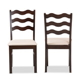 Baxton Studio Amara Mid-Century Modern Cream Fabric and Dark Brown Finished Wood 2-Piece Dining Chair Set