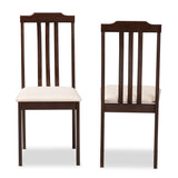 Baxton Studio Clarissa Mid-Century Modern Cream Fabric and Dark Brown Finished Wood 2-Piece Dining Chair Set