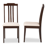 Baxton Studio Clarissa Mid-Century Modern Cream Fabric and Dark Brown Finished Wood 2-Piece Dining Chair Set