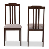 Baxton Studio Clarissa Mid-Century Modern Warm Grey Fabric and Dark Brown Finished Wood 2-Piece Dining Chair Set