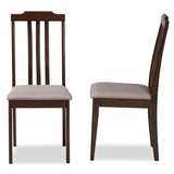 Baxton Studio Clarissa Mid-Century Modern Warm Grey Fabric and Dark Brown Finished Wood 2-Piece Dining Chair Set