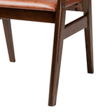 Baxton Studio Cleo Mid-Century Modern Light Brown Faux Leather and Dark Brown Finished Wood 2-Piece Dining Chair Set