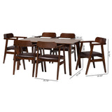 Baxton Studio Cleo Mid-Century Modern Espresso Faux Leather and Dark Brown Finished Wood 7-Piece Dining Set