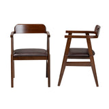 Baxton Studio Cleo Mid-Century Modern Espresso Faux Leather and Dark Brown Finished Wood 2-Piece Dining Chair Set