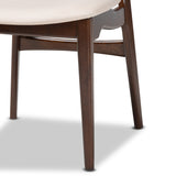 Baxton Studio Daria Mid-Century Modern Cream Fabric and Dark Brown Finished Wood 5-Piece Dining Set