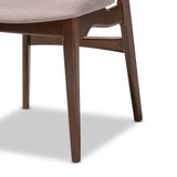 Baxton Studio Daria Mid-Century Modern Warm Grey Fabric and Dark Brown Finished Wood 2-Piece Dining Chair Set