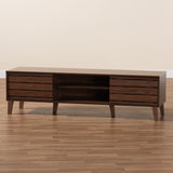 Teresina Mid-Century Modern Transitional Walnut Brown Finished Wood 2-Door TV Stand