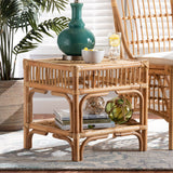 Baxton Studio Rose Modern Bohemian Natural Brown Rattan End Table