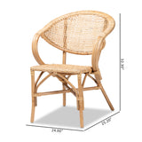 Varick Modern Bohemian Natural Brown Finished Rattan 2-Piece Dining Chair Set