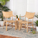 Damani Modern Bohemian Natural Brown Finished Rattan 2-Piece Dining Chair Set