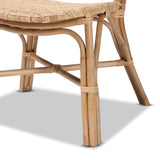 Nadira Modern Bohemian Natural Brown Finished Rattan 2-Piece Dining Chair Set