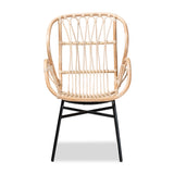 Baxton Studio Caelia Modern Bohemian Natural Brown Rattan and Black Metal Chair